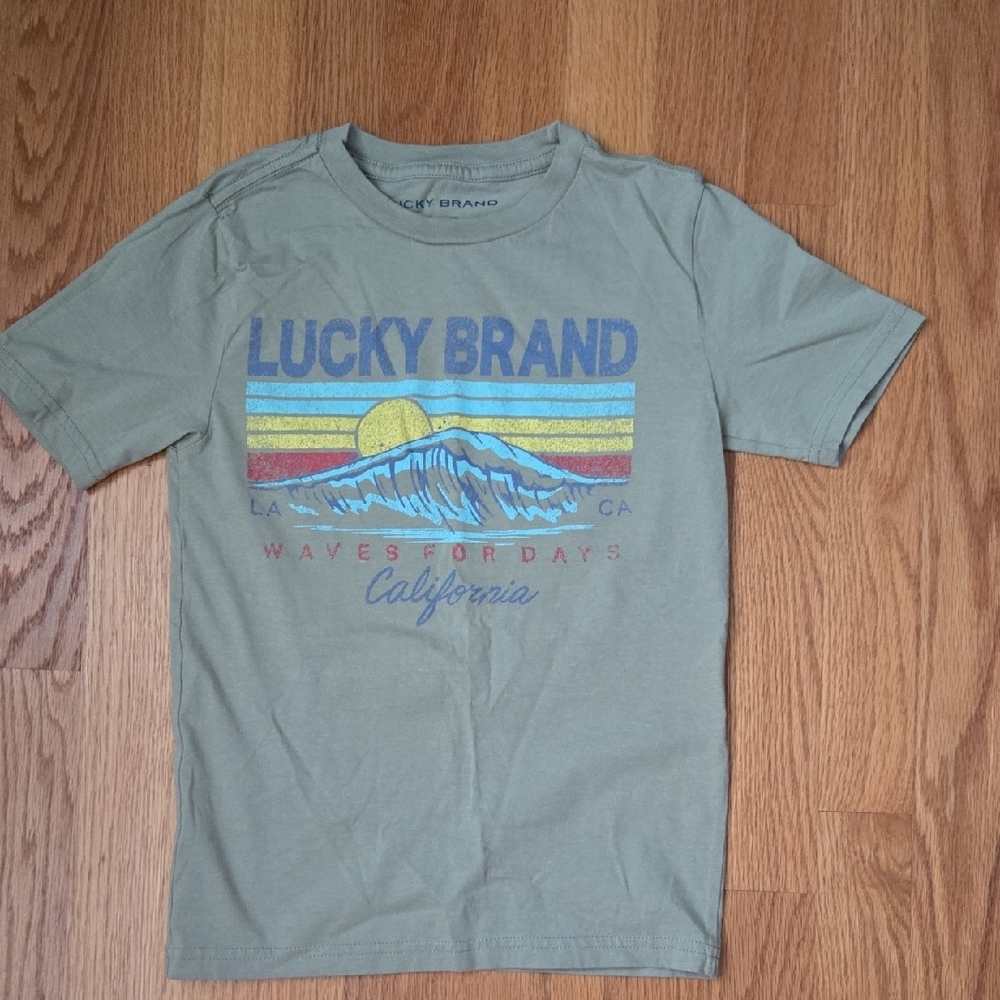 Lucky Brand Green Short Sleeve Tee with Retro Graphic